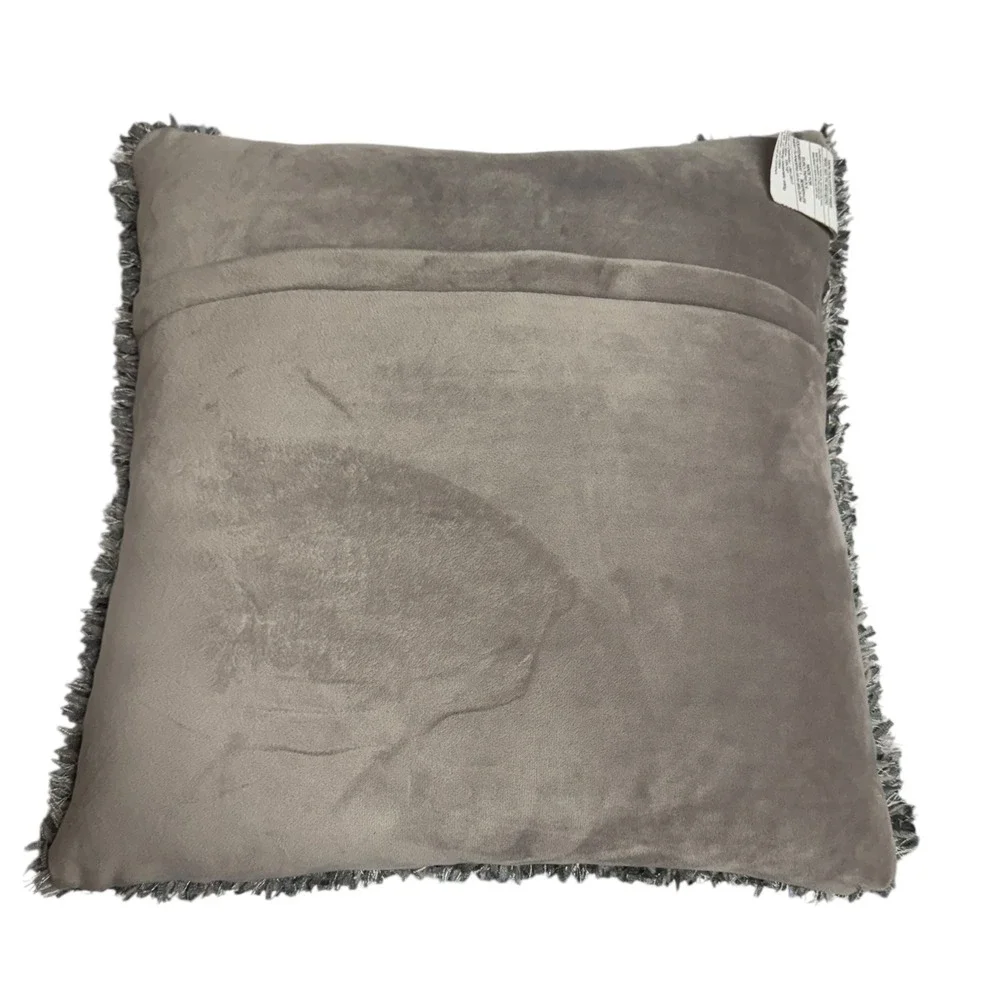 Moove Shag Throw Pillow Decorative Accent Pillow Soft Plush Gray WPP3‎